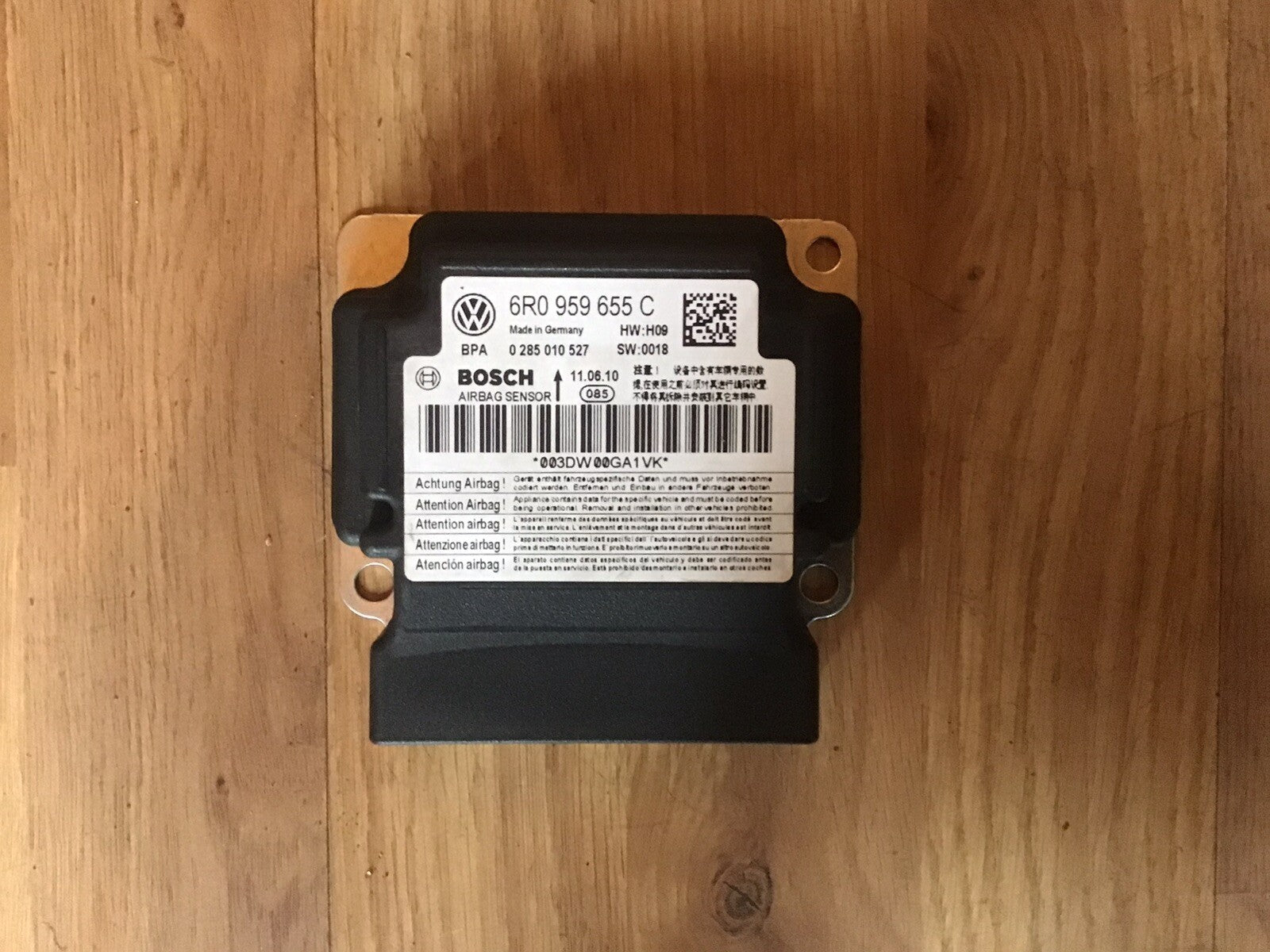 VOLKSWAGEN POLO 6R AIRBAG CONTROL MODULE ECU 6R0959655C 2009 20131