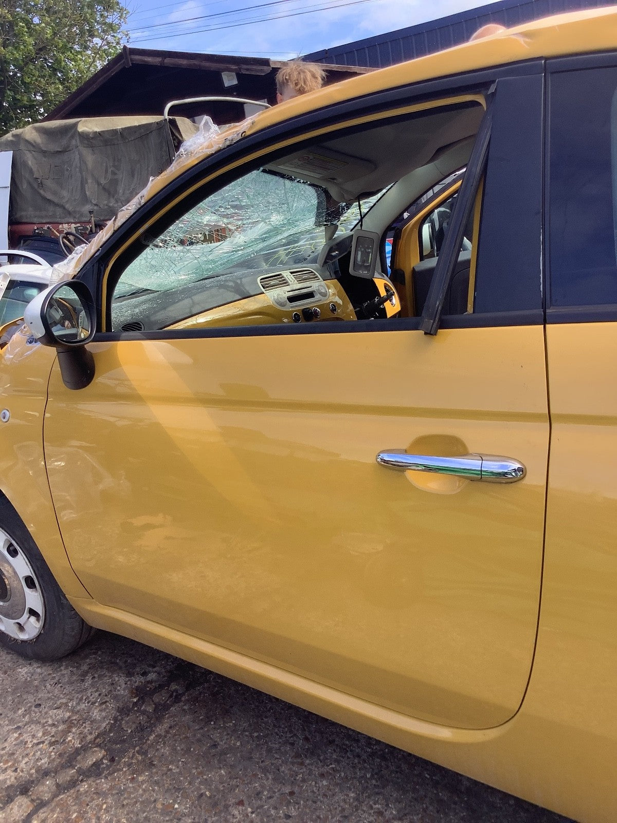 FIAT 500 PASSENGER'S SIDE N/S DOOR GIALLO SOLE CODE 712/A BARE 2008 20154