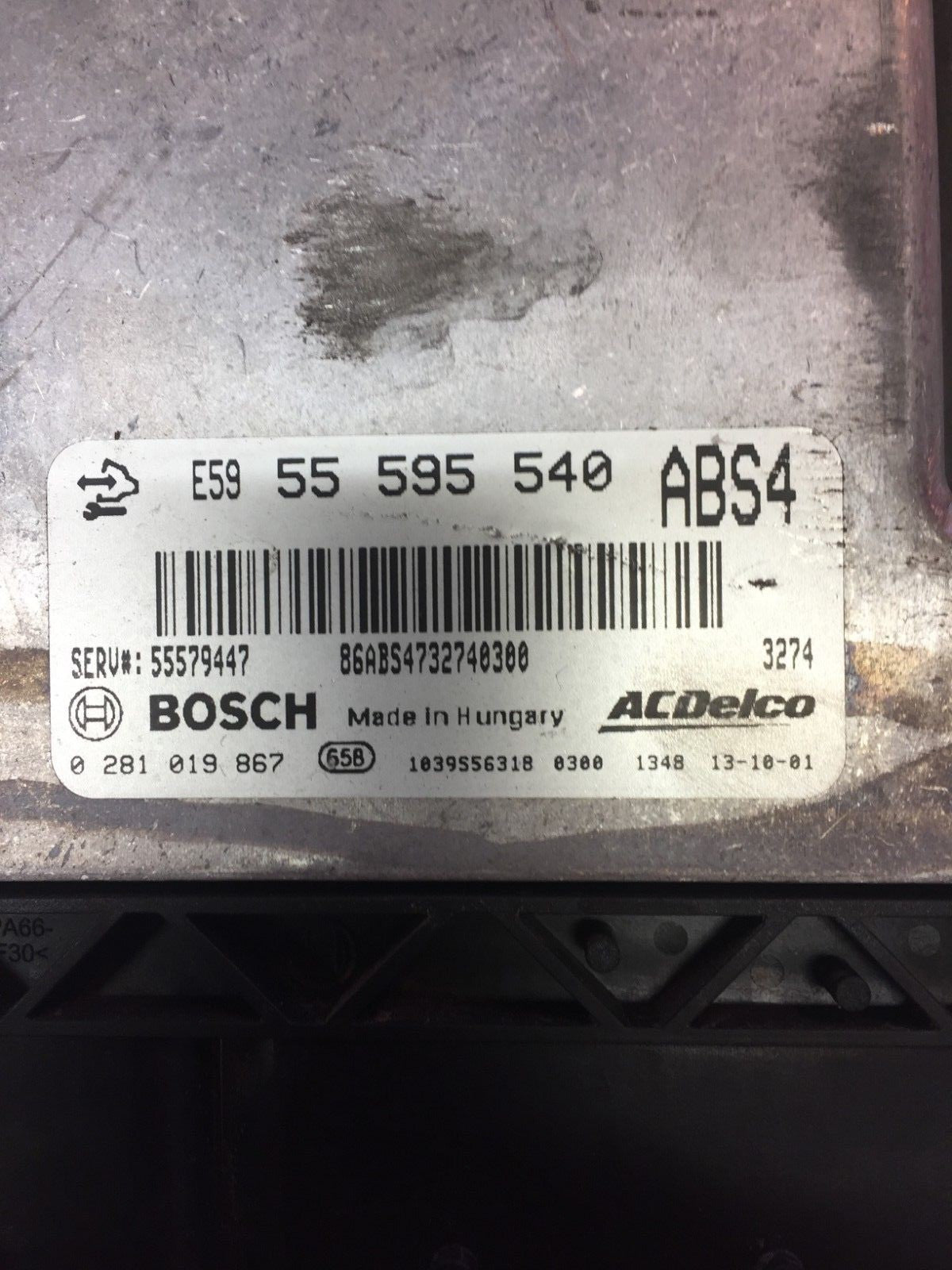 VAUXHALL OPEL INSIGNIA 2.0 DIESEL ENGINE ECU GM 55595540 ABS4 BOSCH 0281019867 1