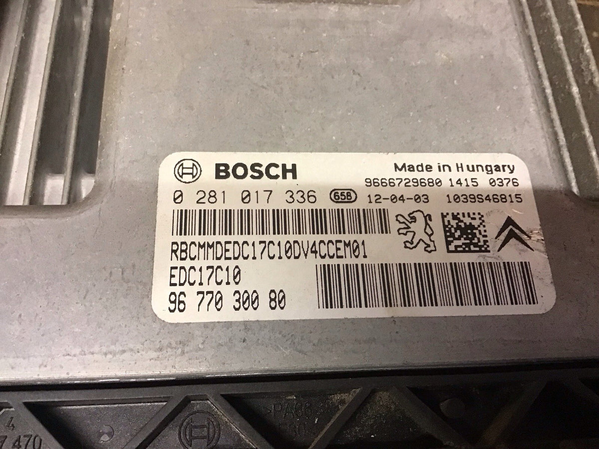 PEUGEOT 207 1.4 HDI ECU KIT 9677030080 BOSCH 0281017336 DIESEL 8HR 2009 20125