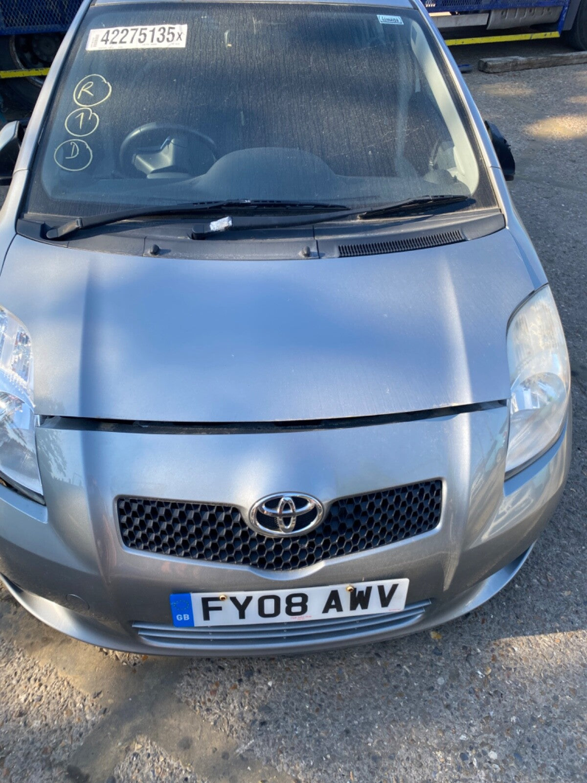 TOYOTA YARIS MK2 BONNET MEDIUM SILVER  METALLIC 1F8 5 DOOR MODEL 2006 20112