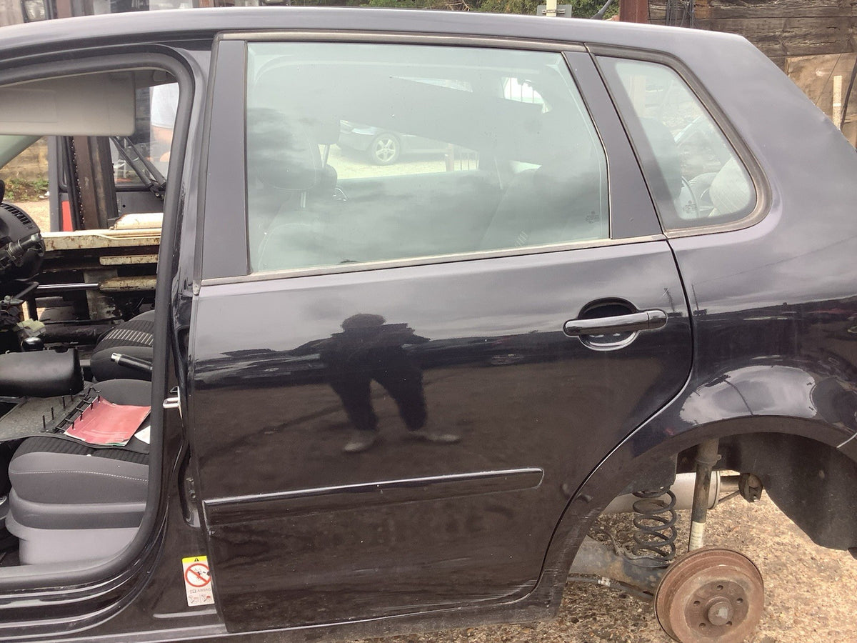 VOLKSWAGEN POLO 9N3 PASSENGERS SIDE N/S REAR DOOR BLACK PEARL LC9X 2002 20086