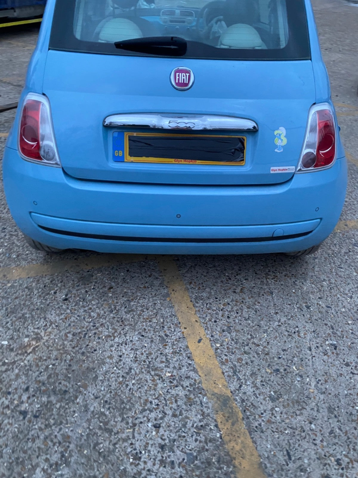 FIAT 500 REAR BUMPER AZZURRO CAPPELLINI PAINT CODE 952 2009 20131