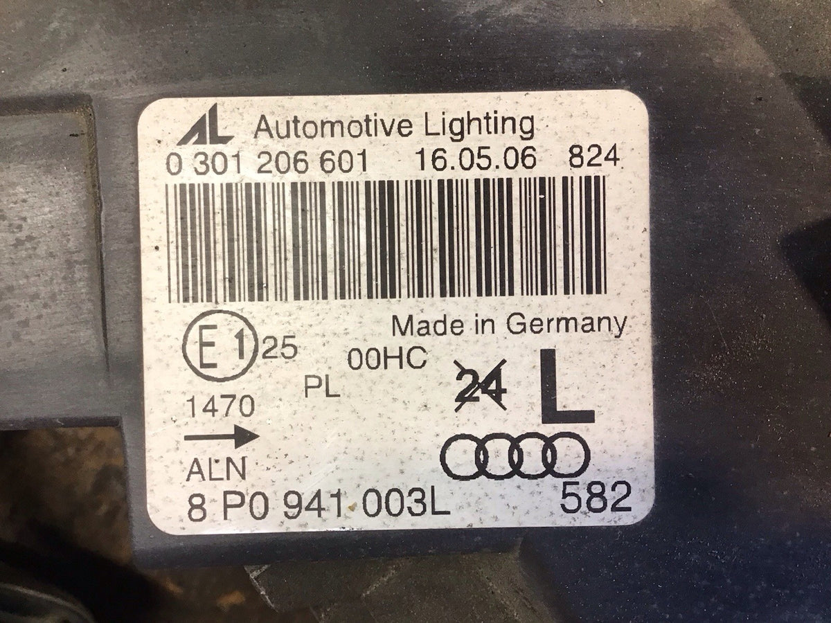 AUDI A3 8P PASSENGER'S SIDE HEADLIGHT 8P0941003L 2005 20087
