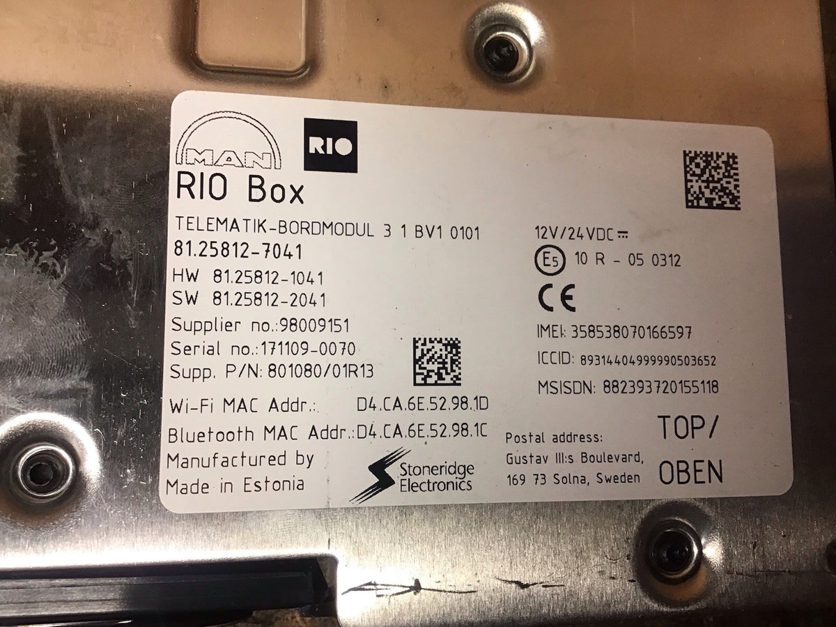 MAN TGX TGS TELEMATICS CONTROL UNIT RIO 81.25812 1041 81.27607 6000 2015 20202