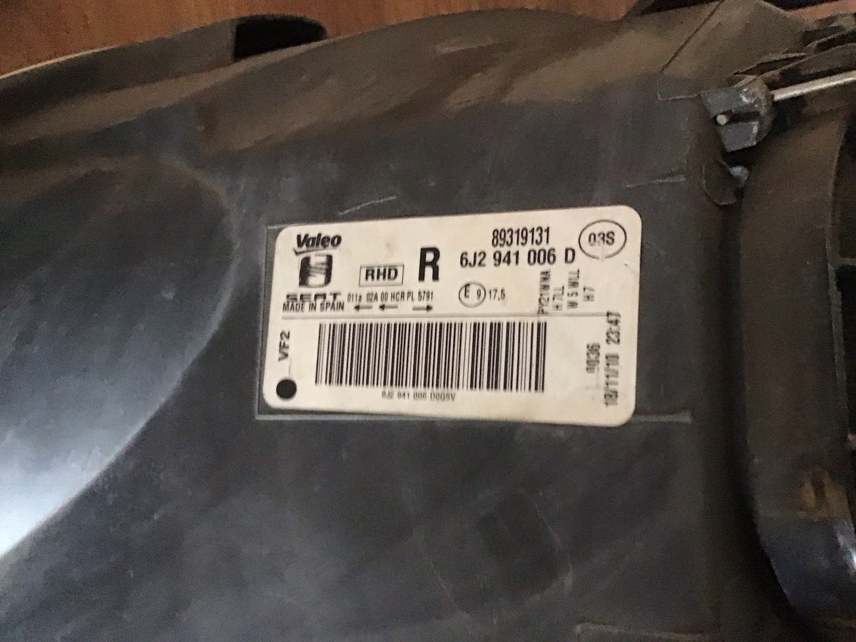 SEAT IBIZA MK4 6J DRIVER'S SIDE O/S HEADLIGHT 89319131 2008 20129