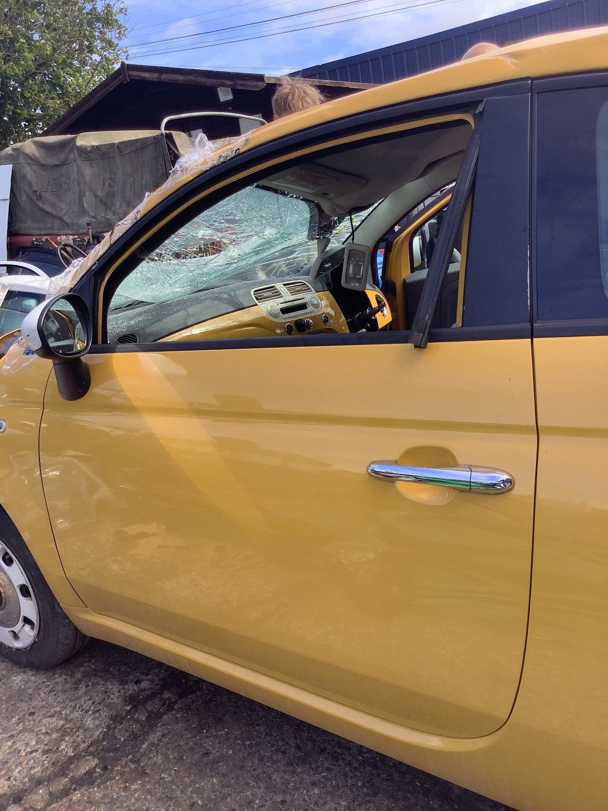 FIAT 500 PASSENGER'S SIDE N/S DOOR GIALLO SOLE CODE 712/A BARE 2008 20153