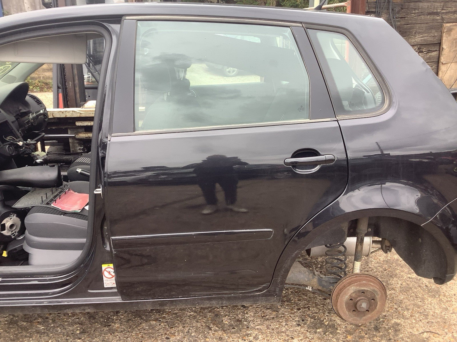 VOLKSWAGEN POLO 9N3 PASSENGERS SIDE N/S REAR DOOR BLACK PEARL LC9X 2002 20081