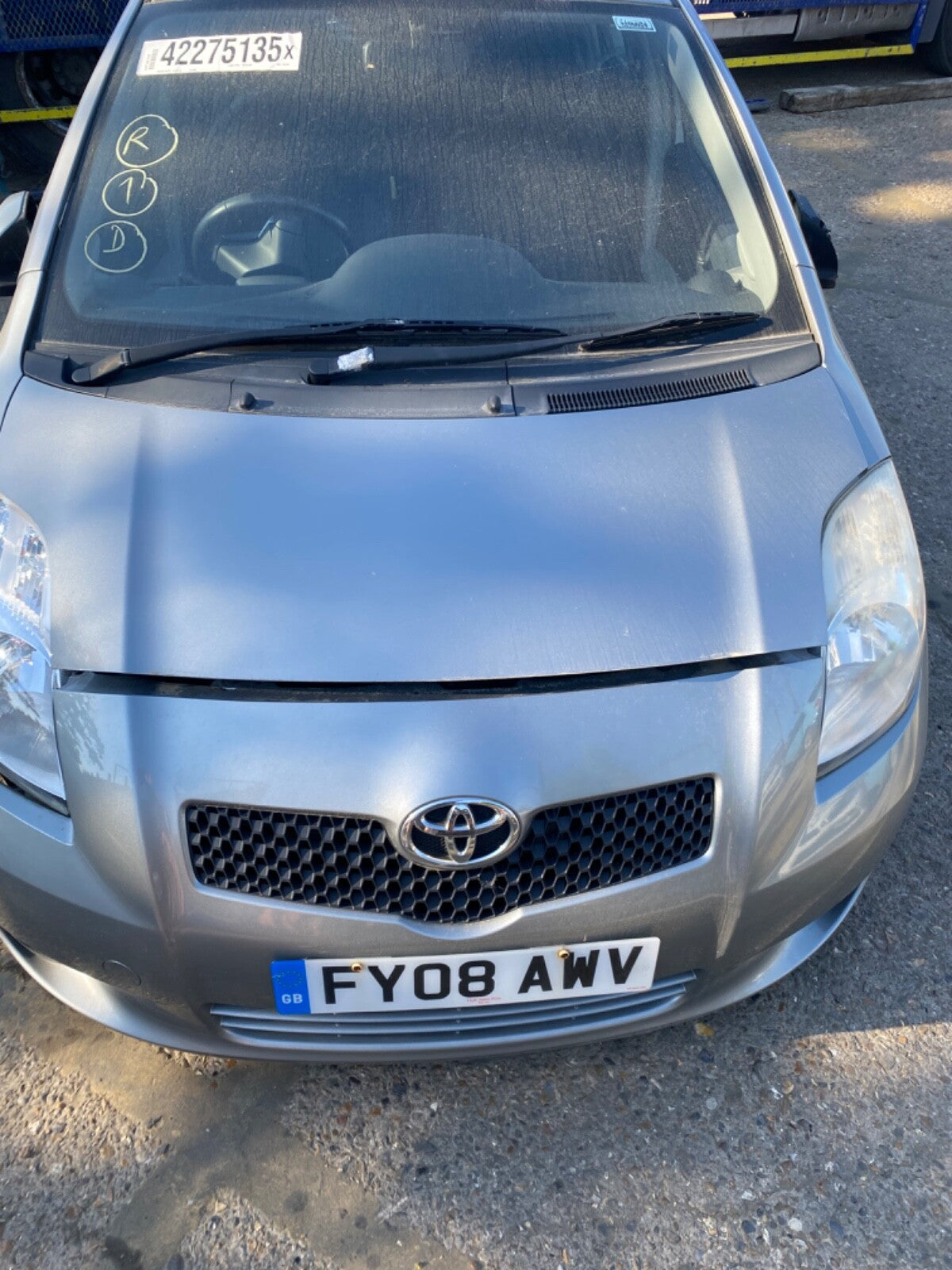 TOYOTA YARIS MK2 BONNET MEDIUM SILVER  METALLIC 1F8 5 DOOR MODEL 2006 20110