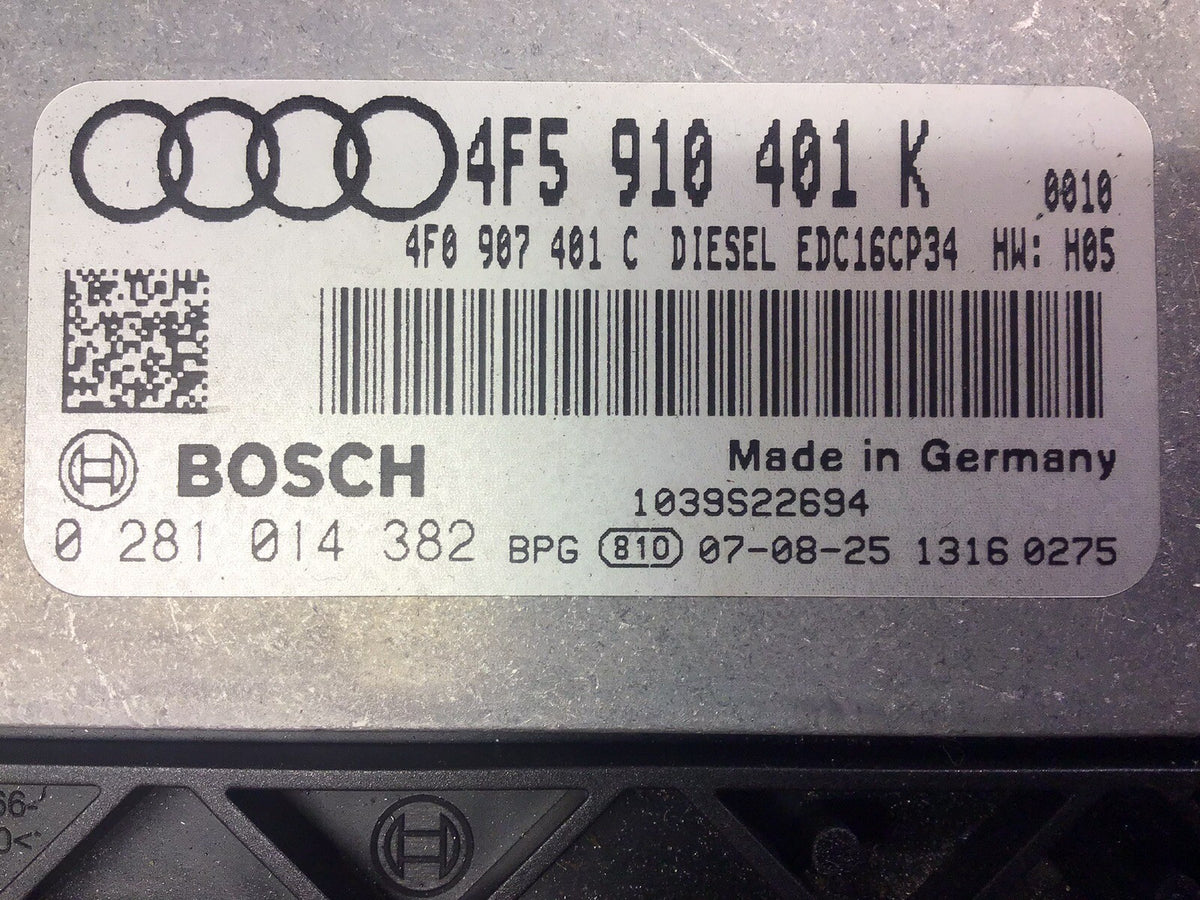 AUDI A6 C6 2.7 DIESEL ENGINE ECU 4F5910401K 0281014382 BPP 2004 20095