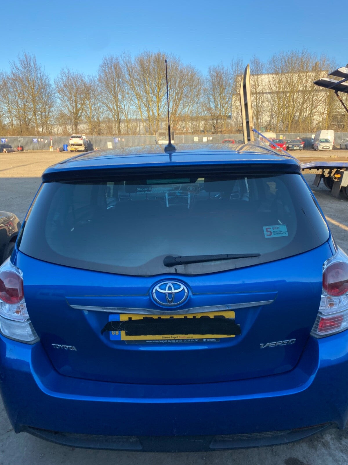 TOYORA VERSO TAILGATE BLUE STREAK METALLIC PAINT CODE 8T7 2013 20180
